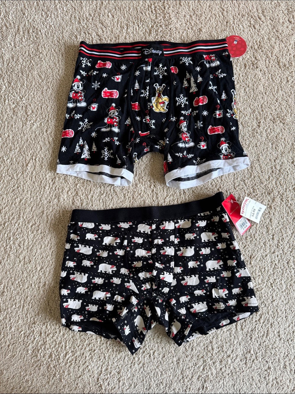 Disney Black and Red Holiday Boxer Briefs - and Polar Bear Santa Boxer Briefs